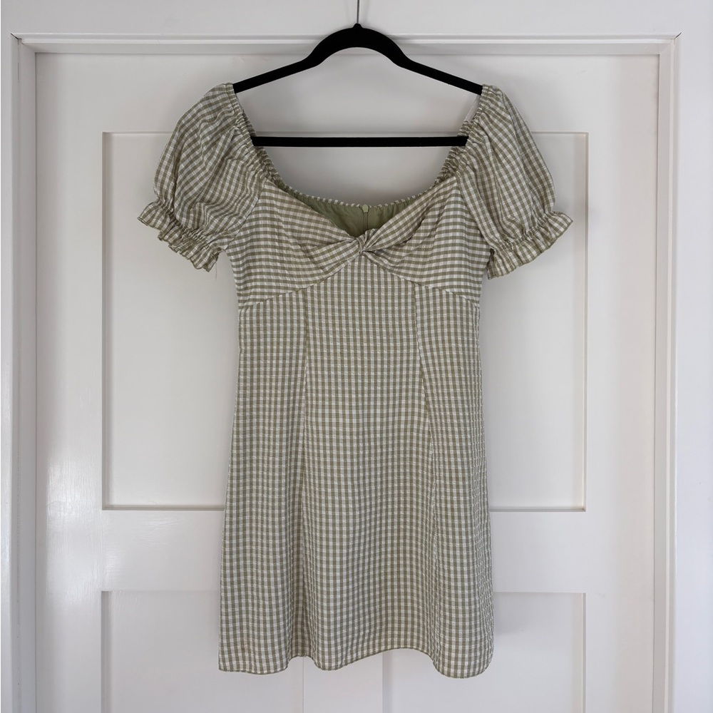Princess Polly Checkered Puff Sleeve Mini Dress